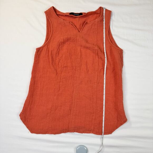 Q’neel Textured Sleeveless Blouse Orange Women's 4 EU 34 Lagenlook Rustic Barn - Picture 3 of 10